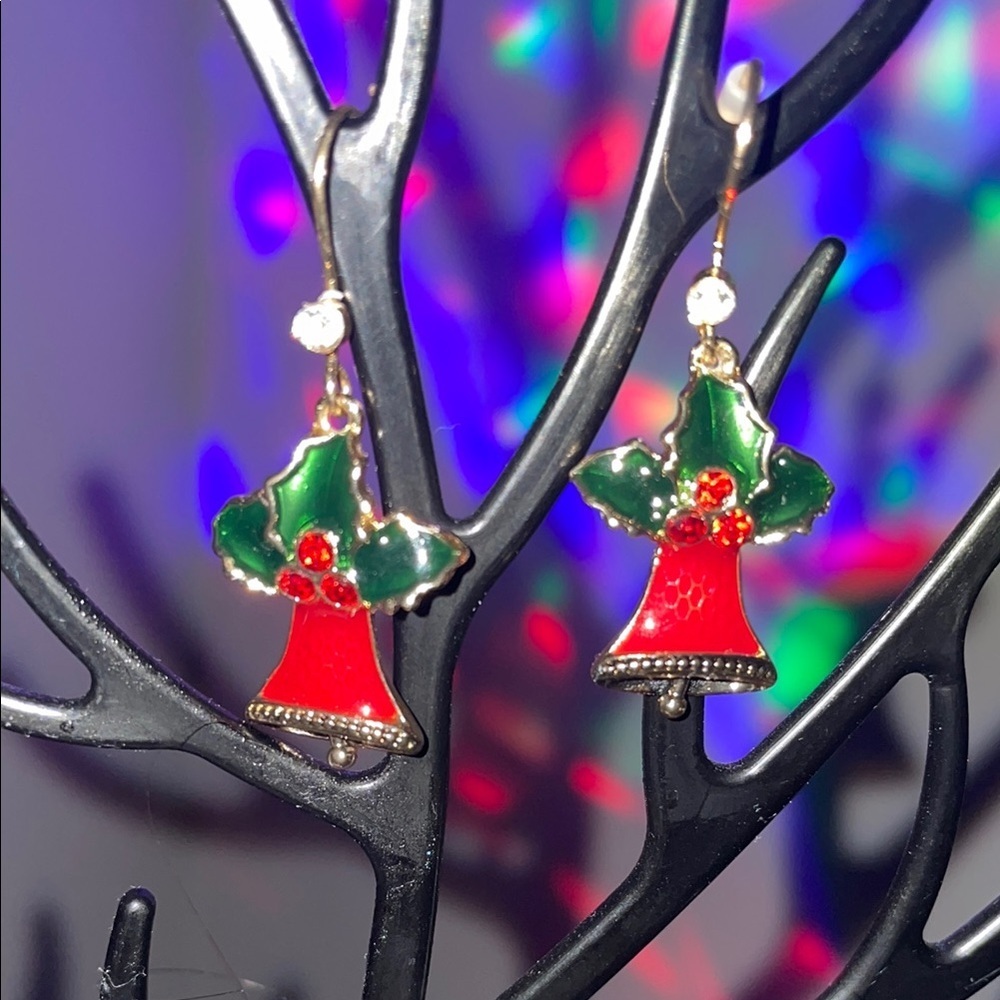 Festive Red and Green Bell Earrings